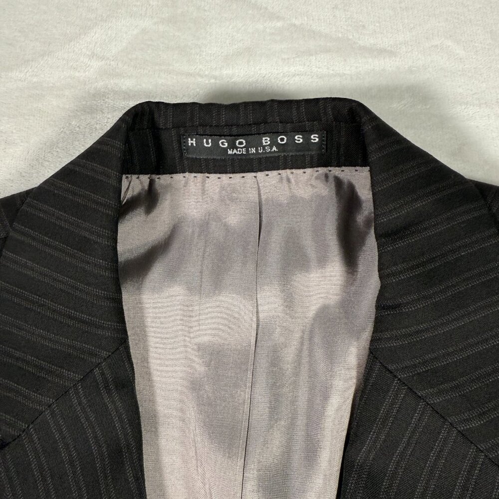 Hugo Boss Blazer Men Size 44R Gray Striped Colombo Pasolini Movie US 100% Wool - Picture 3 of 14
